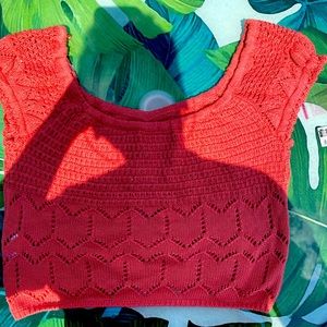 Aeropostale coral color crop top with beautiful detail.
